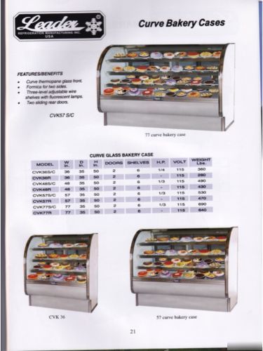 New curved glass bakery display case cooler, true