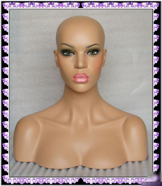 Realistic mannequin head bust for lace wig display