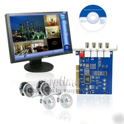 4CH 60FPS dvr card w/ 2PCS 36 ir leds cameras 20M cable