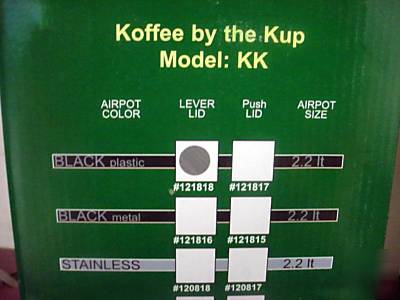 New co koffee by the kup 2.2L black plastic airpot