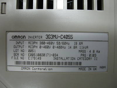 Omron sysdrive inverter 3G3MV-C4055