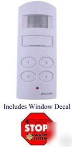 Motion detector alarm w/ keypad security sensor +stick