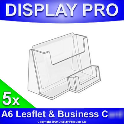 5 x A6 landscape leaflet & business card holder stands
