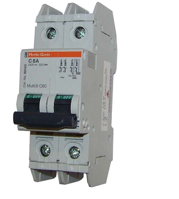 New square d C60 merlin gerin circuit breaker 8A 2 pole