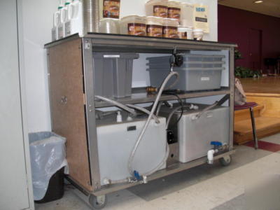 Van san coffee cart and mobile support unit, and equip