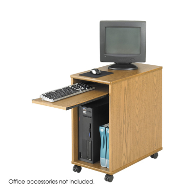 Safco picco desk side mini mobile workstation med oak