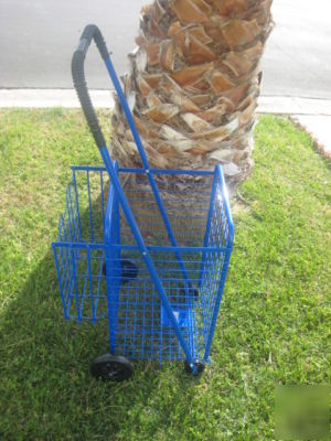Folding shopping cart -w double basket small (blue) 