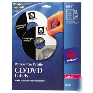 Avery white matte removable cd/dvd laser labels 200 pk