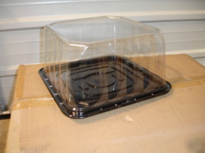 Cake container clear dome 12X12X6 black base reynolds