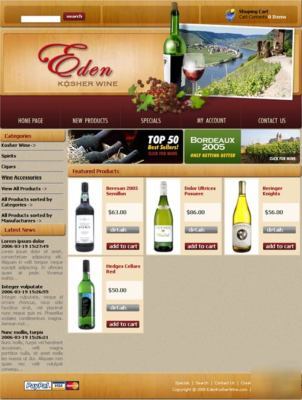 Eden kosher wine .com domain + ecomerce website package