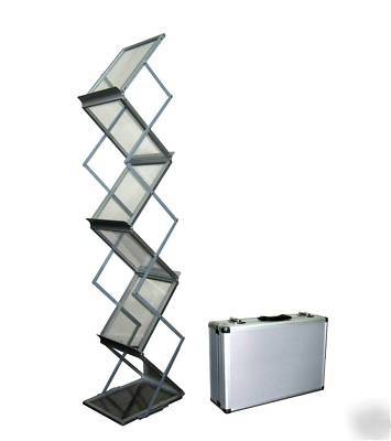 Foldable metal 6 pocket brochure stand