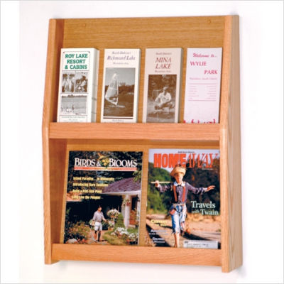 4 magazine and 8 brochure wall display wood medium oak