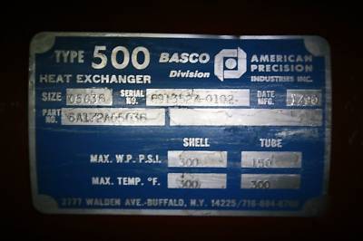 Basco type 500 heat exchanger - size 05036