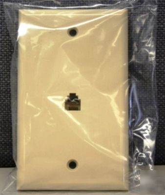 Faceplate w/ built-in single phone jack 6P4C ivory (50)