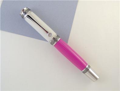 Italian lucite and pink acrylic majestic rollerball pen