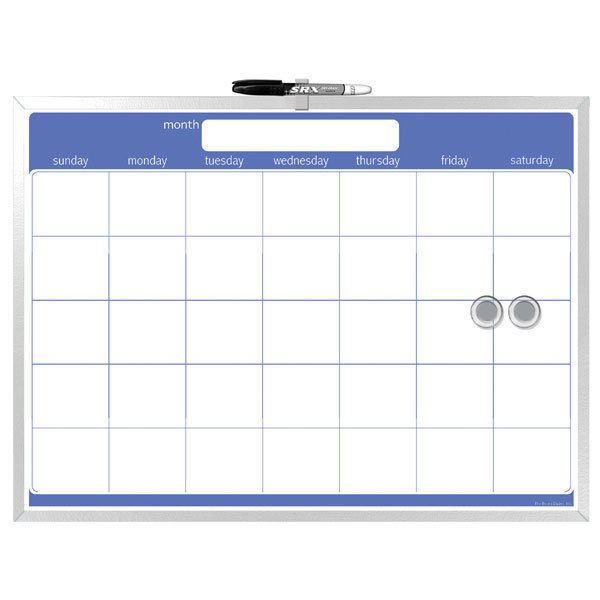Magnetic aluminum dry erase monthly calendar