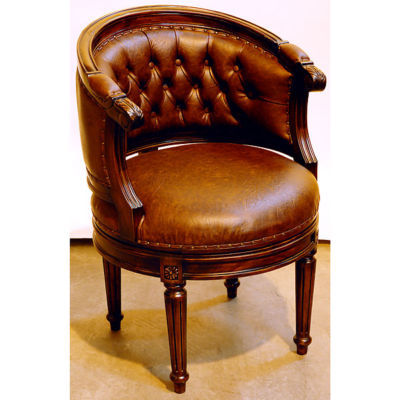 Izet office swivel chair hand made mahogany fluted leg