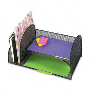 Onyx mesh desk organizer, 2 vertl/horiz sections black