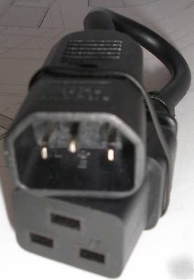 Iec C14 plug 10A to C19 moulded socket cable adapter
