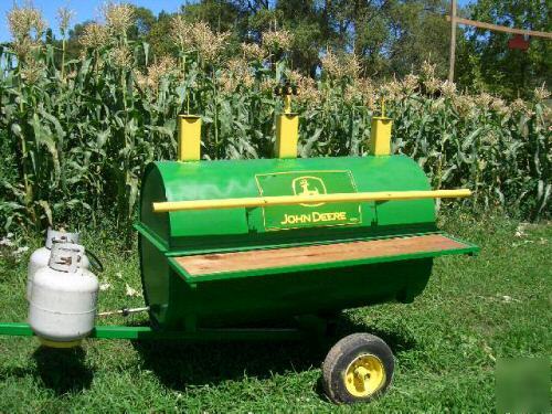 Pig roaster john deere edition super bbq trailer steaks