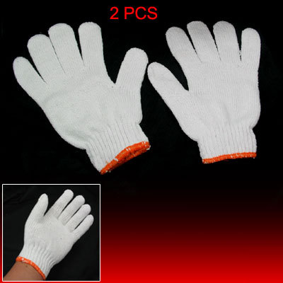 1 pairs of white string knit work gloves for worker
