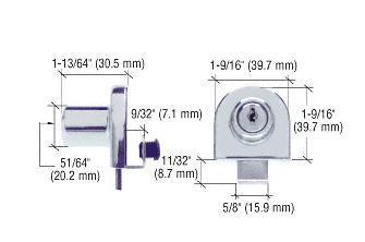 Chrome single glass door lock no drill keyes alike
