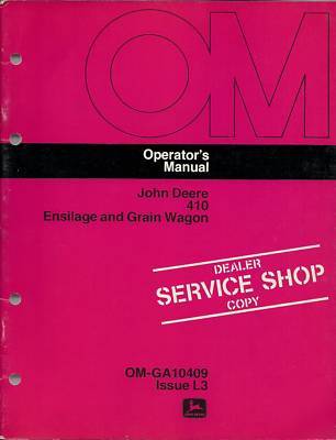 John deere no. 410 grain wagon operator's manual
