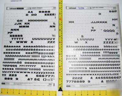 Lot of 5 letraset sheets venus bold extended 28PT used