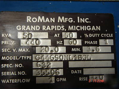 Roman resistance welding transformer G44650NL1BGL