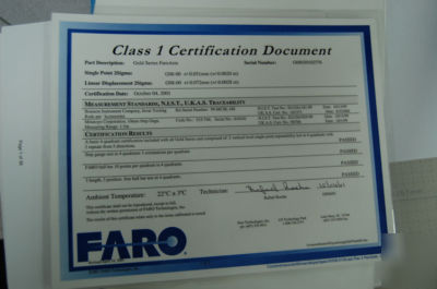 Faro arm 8' 6-axis gold series meticulous complete sys.