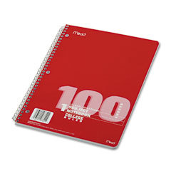 Spiral notebook, college rule, 3 hole punched, 100 shee