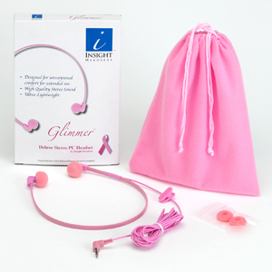 Glimmer pink stereo transcription headset