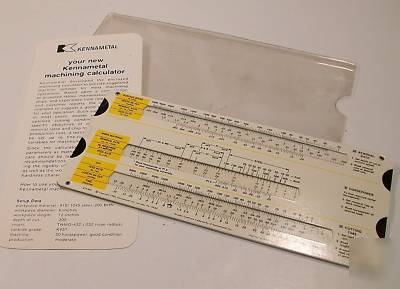 Kennametal machining calculator slide chart with cover