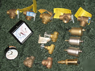 Pressure gauges, relief valves, oil valves, air vents
