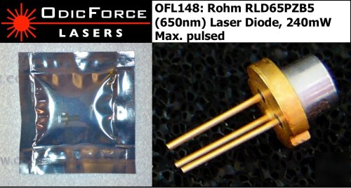 Rohm high power red laser diode 240MW pulse 100MW+ con.