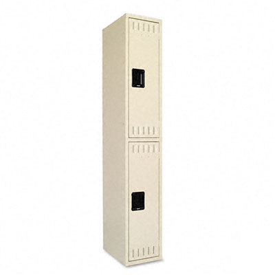 Tennsco double tier locker, two-locker unit sand
