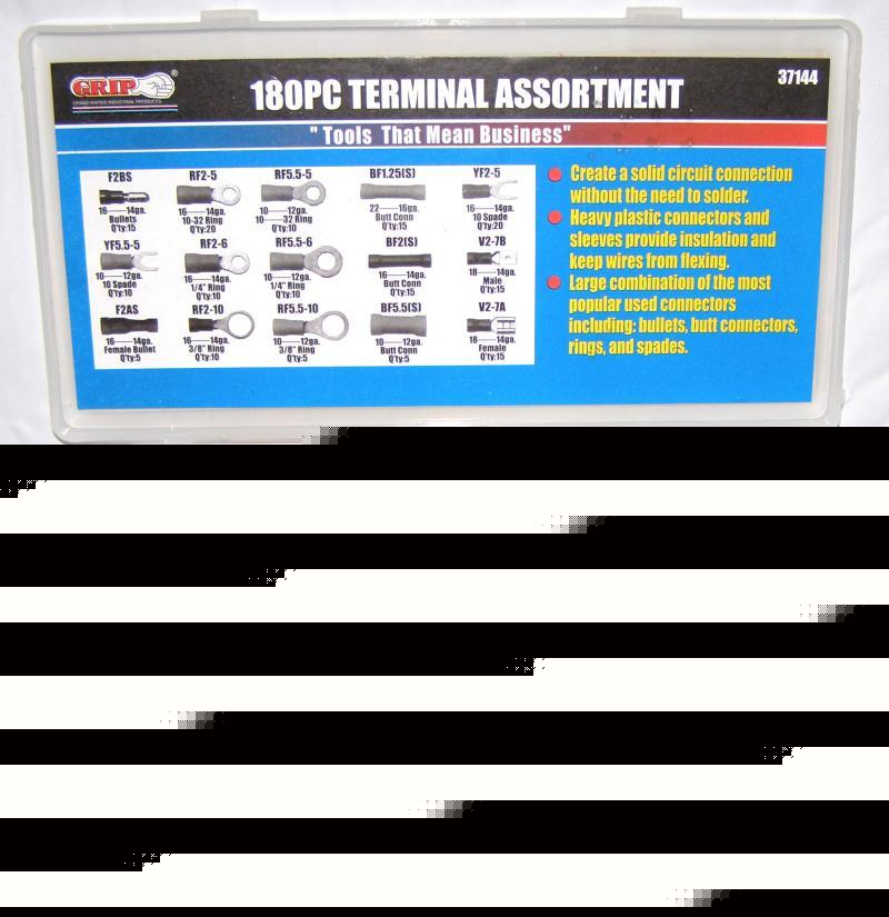 180PC terminal solderless wire connector ass. kit ele.