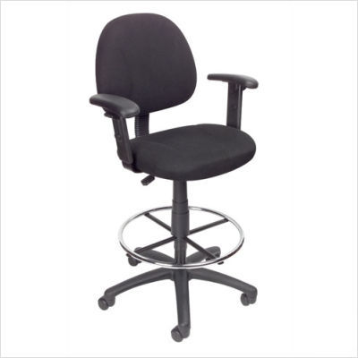 Fabric drafting stool with foot ring and arms