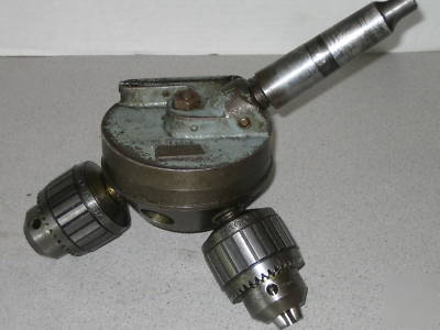 Enco lathe tail stock turret w/ jacobs chucks #4MT