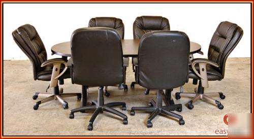 Executive conference table+6 adjustable wheeled chairs