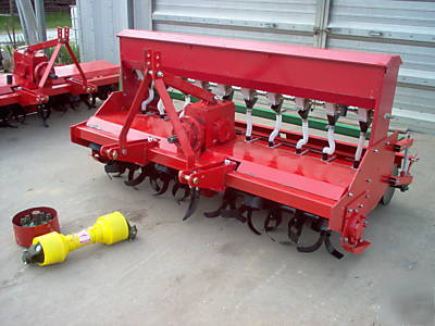 Heavy duty 3 point 6 ft. rotary tiller with seeder 