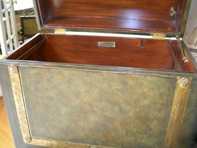 Maitland smith olive green leather sherwood desk set