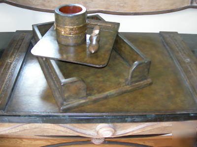 Maitland smith olive green leather sherwood desk set