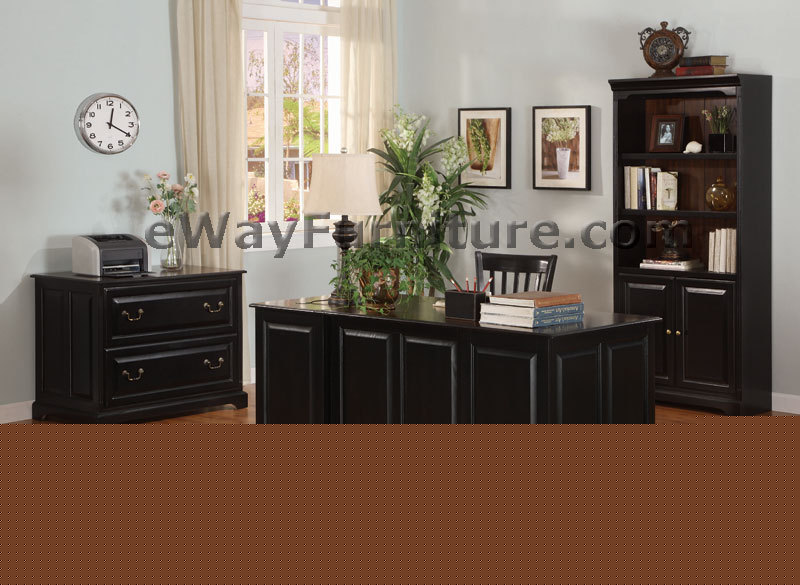 New black executive desk home office wood furniture 