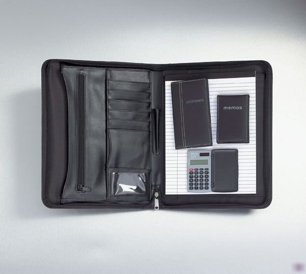 Pad folio office/travel pack file folders, calculator