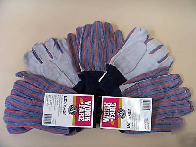 Boss work glove split leather palm 6 pairs