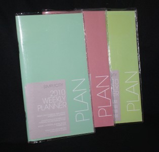 Simplicity 2010 weekly pocket planner 3 color options