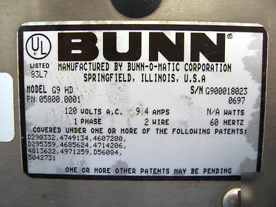 Used bunn model G9-hd commercial coffee grinder