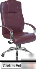 Top grain burgundy leather executive office chair 