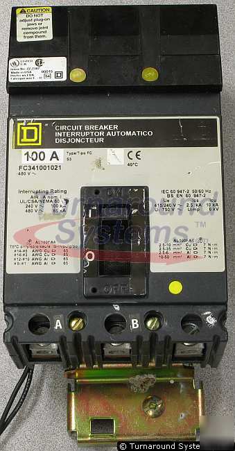 Square d FC341001021 circuit breaker 100 amp shunt trip